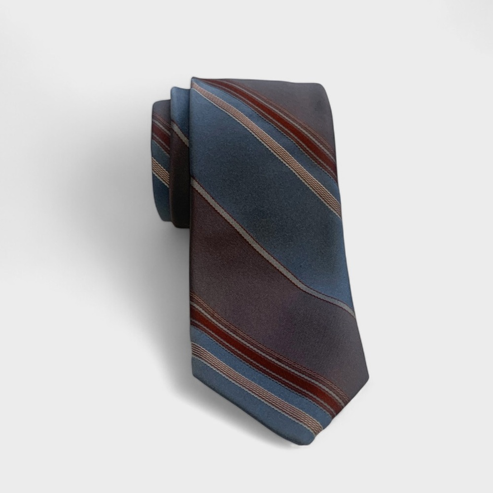 Vintage 60’s Pierre Cardin Striped Tie in Blue / Grey / Terracotta